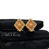 Italian Brushed Craftsmanship Retro Court Wind Tianhe Stone Set Four-Leaf Clover Bracelet Powder Agate Necklace Ring Ear