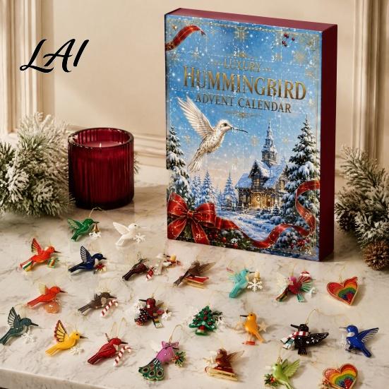 Hummingbird Advent Calendar Hummingbirds 2026 24 Days Christmas Countdown with Unique Holiday Gifts Pcs 2D Acrylic Ornaments for Bird Lovers,