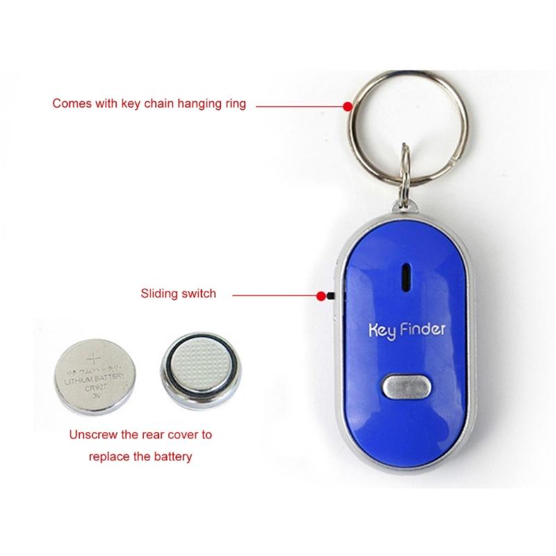 Whistle Lost Key Finder with LED Flashing Light and Beeping Sound Remote Keychain Finder Portable Keys Anti Lost Device