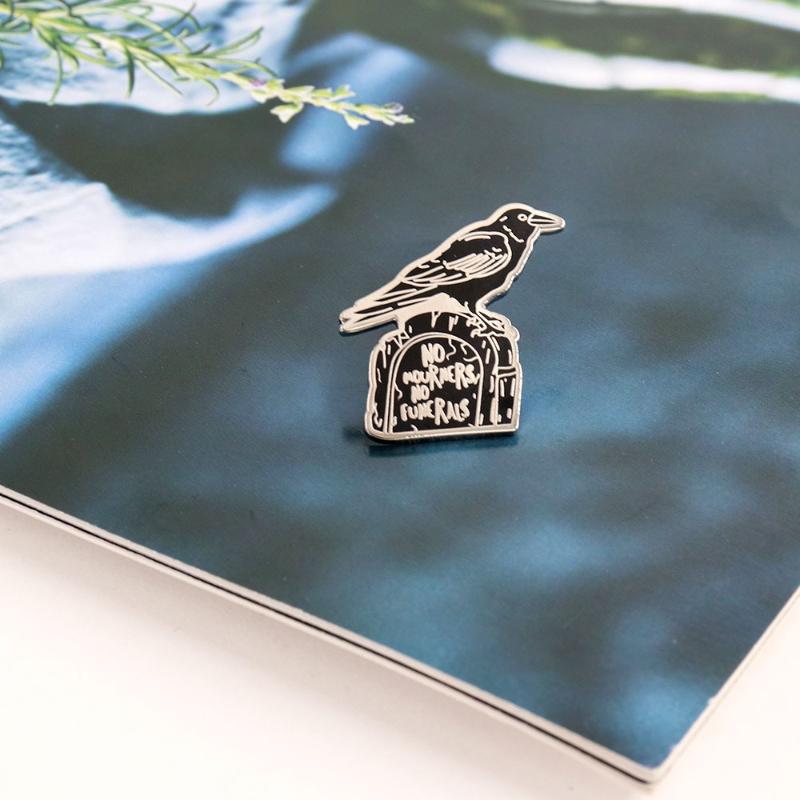 Crow Black Bird Mourning Brooch, Crow Decorative Brooch, Mourning Badge, Clothing And Accessories