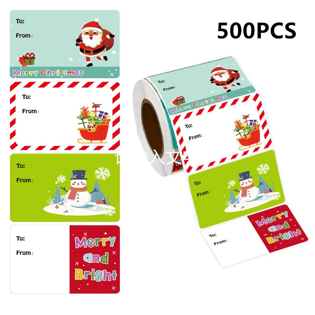 500pcs Christmas Gift Label Stickers Festive Design Snowflakes Santa Self Adhesive Sticker Holiday Presents Wrapping Decorations