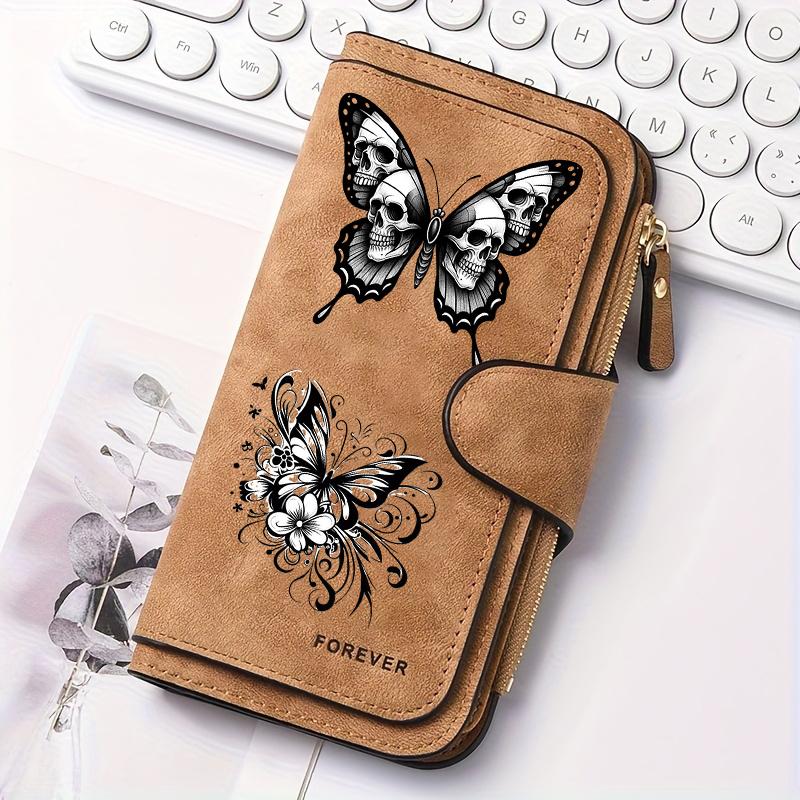 Women's long wallet, 1 piece, butterfly pattern clasp design - multi-compartment structure, suitable for travel, daily use, birthday gift, portable