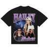 Moda Cantante HAILEY BIEBER T Shirt Unisexs Donna Cotone Magliette Casual Manica Corta Girocollo Abbigliamento Top Larghi Tendenza