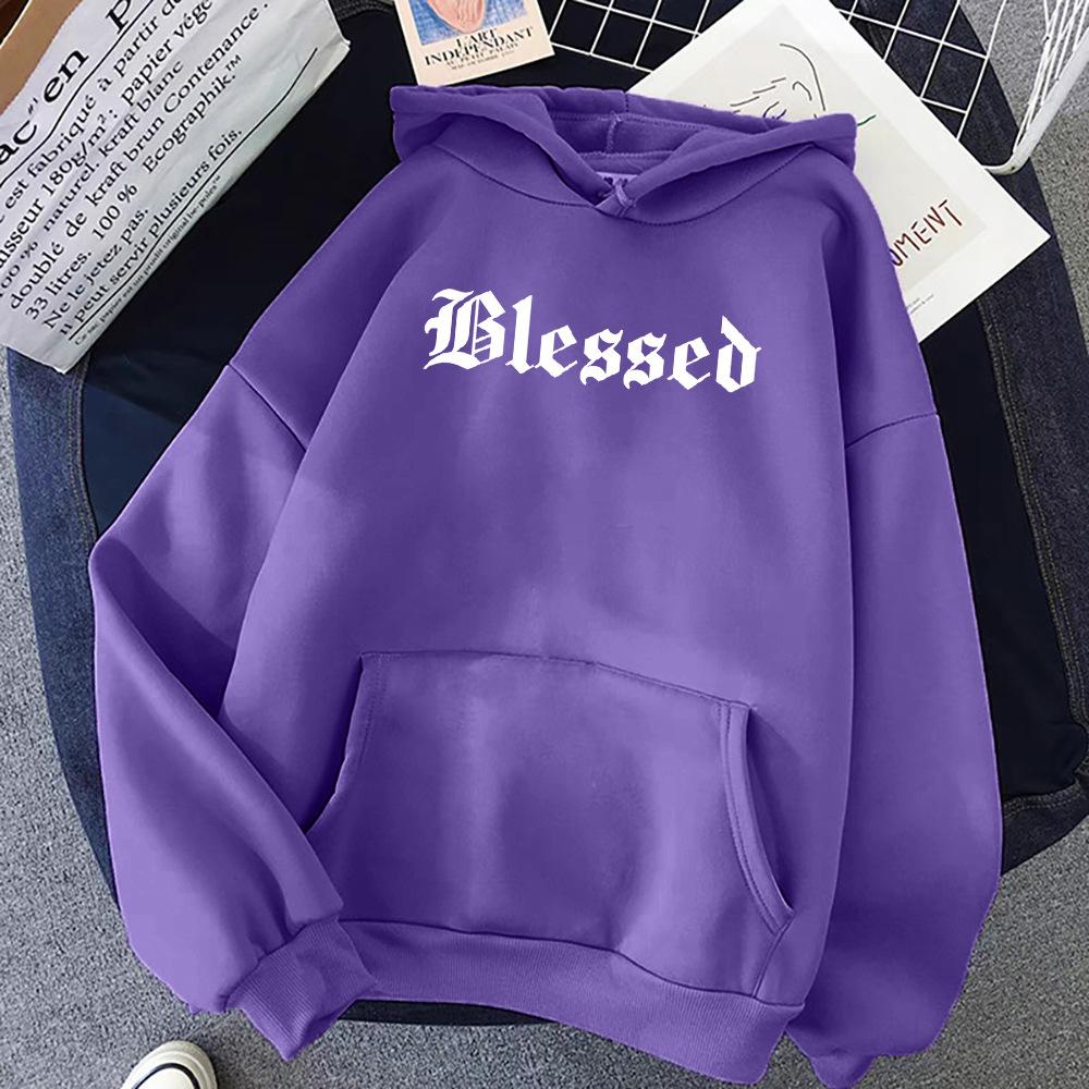 Blessed Hoodies Autumn Hip Hop Casual Fleece Pullover Sweatshirt Hooded for Men Women