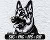 German Shepard Vector | Pet Png Art | Digital Clipart SVG | Eps Design | Cricut Cut File | Cameo DXF | Sublimation File | Cute Dog Svg