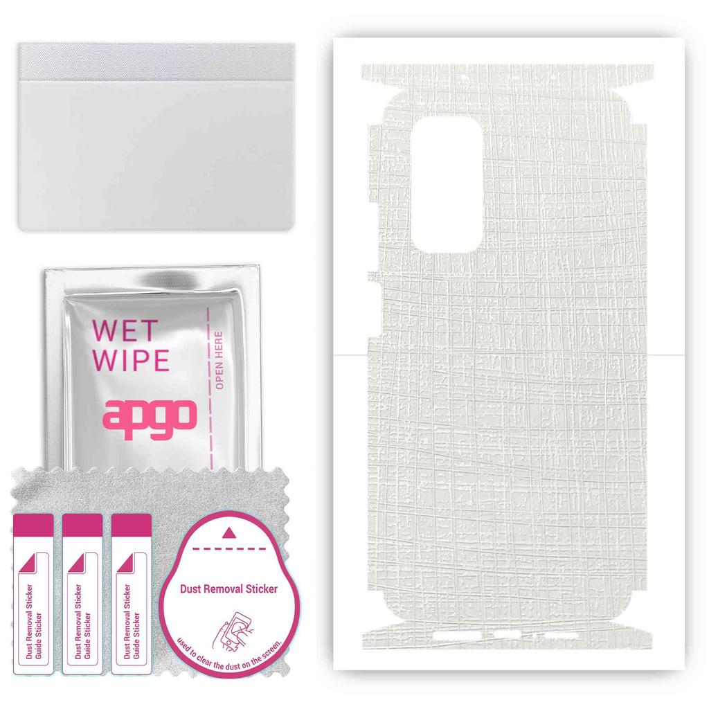 apgo Adesivo Protettivo Skin per retro+lati compatibile con Xiaomi Mi 10T 5G, Pellicola Avvolgente Completa, Pellicola, Vinile - Motivo Tessuto Bianco