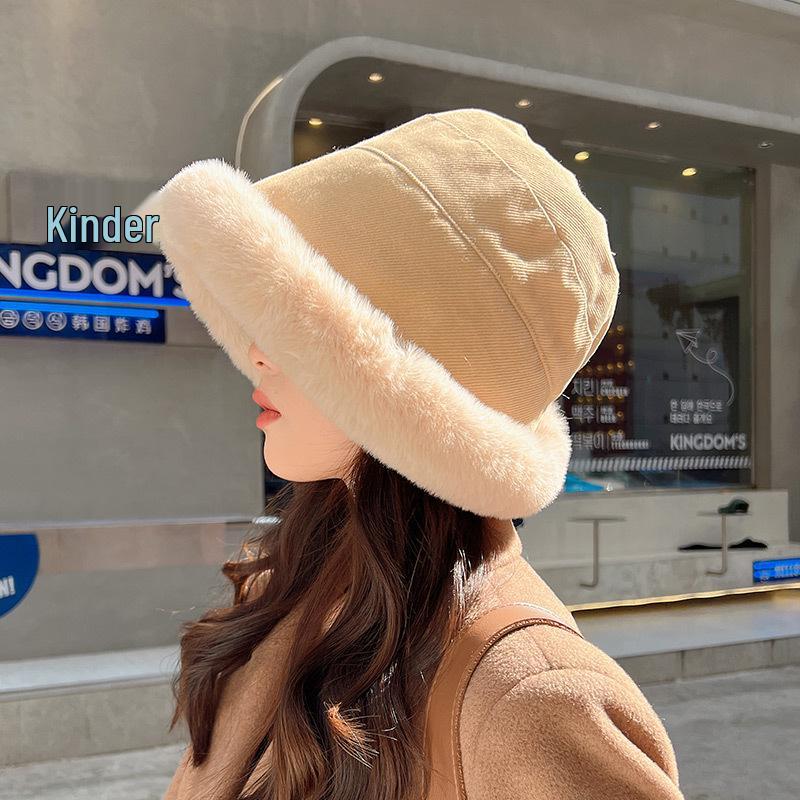 Women's Korean-Style Plush Fisherman Hat: Thickened, Warm, Versatile, Windproof, Cold-Proof with Ear Protection for Autumn & Winter.