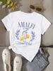 T-shirt da Donna alla Moda con Stampa di Limoni, Casual Girocollo Manica Corta Traspirante Misto Lavabile in Lavatrice Scelta Perfetta per Primavera Estate
