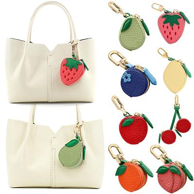 1PC Earphone Bag Fruit Shape Pendant Suitable For Airtag Protective Case Creative Faux Leather Bag Ornaments Multiple Shapes