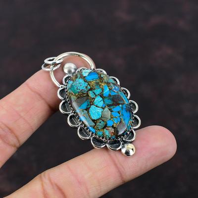 Kupfer Chrysokoll Anhänger Designer Anhänger Original Edelstein Schmuck 925 Sterling Silber Anhänger Handgefertigter Anhänger Silberschmuck als Geschenk