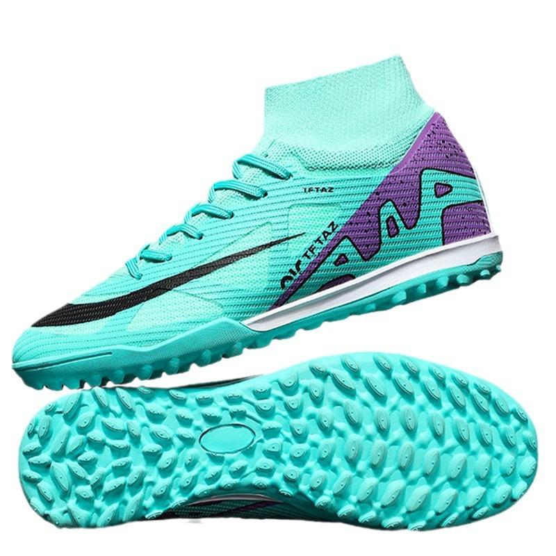 A pair of shipped X10 fly-woven football shoes men's high-top long nails TF broken nails grass training shoes