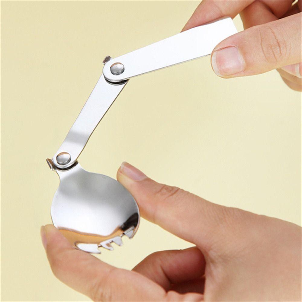 Storage Box 304 Stainless Steel Creative Pocket Spoon Folding Fork Camping Tableware Folding Spoon