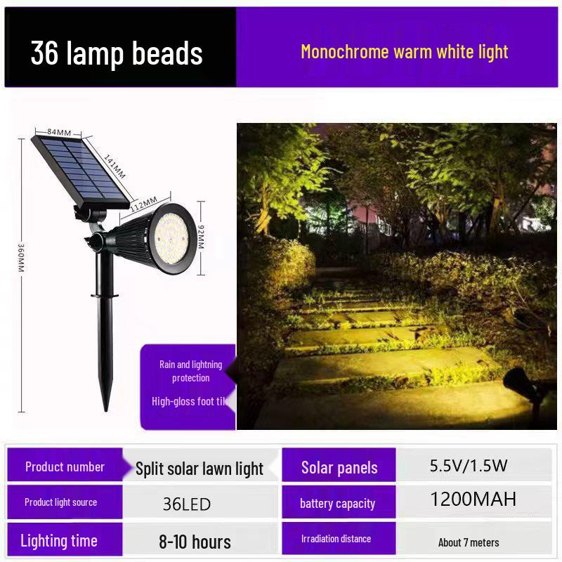 Solar-Powered Rainproof Outdoor Spotlight for Gardens and Lawns