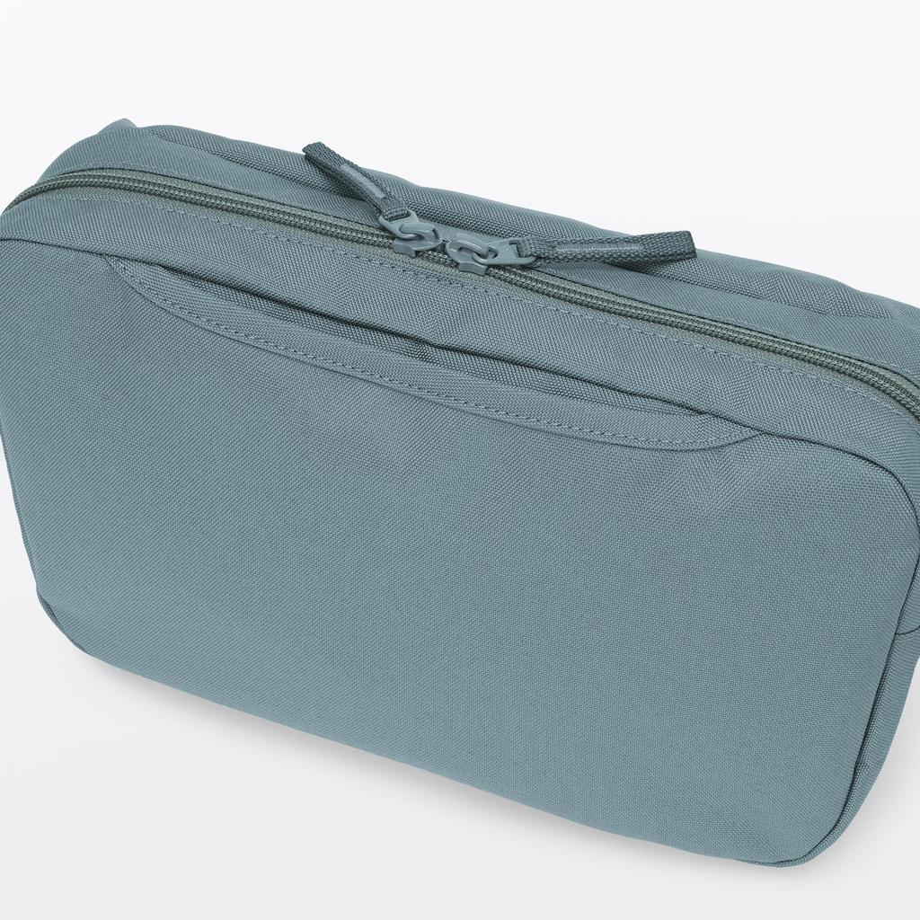 MUJI Recycled Polyester Shoulder Bag with Back Smoky Blue Water-Repellent Pocket, Unisex, Adult, EFD12A6S,