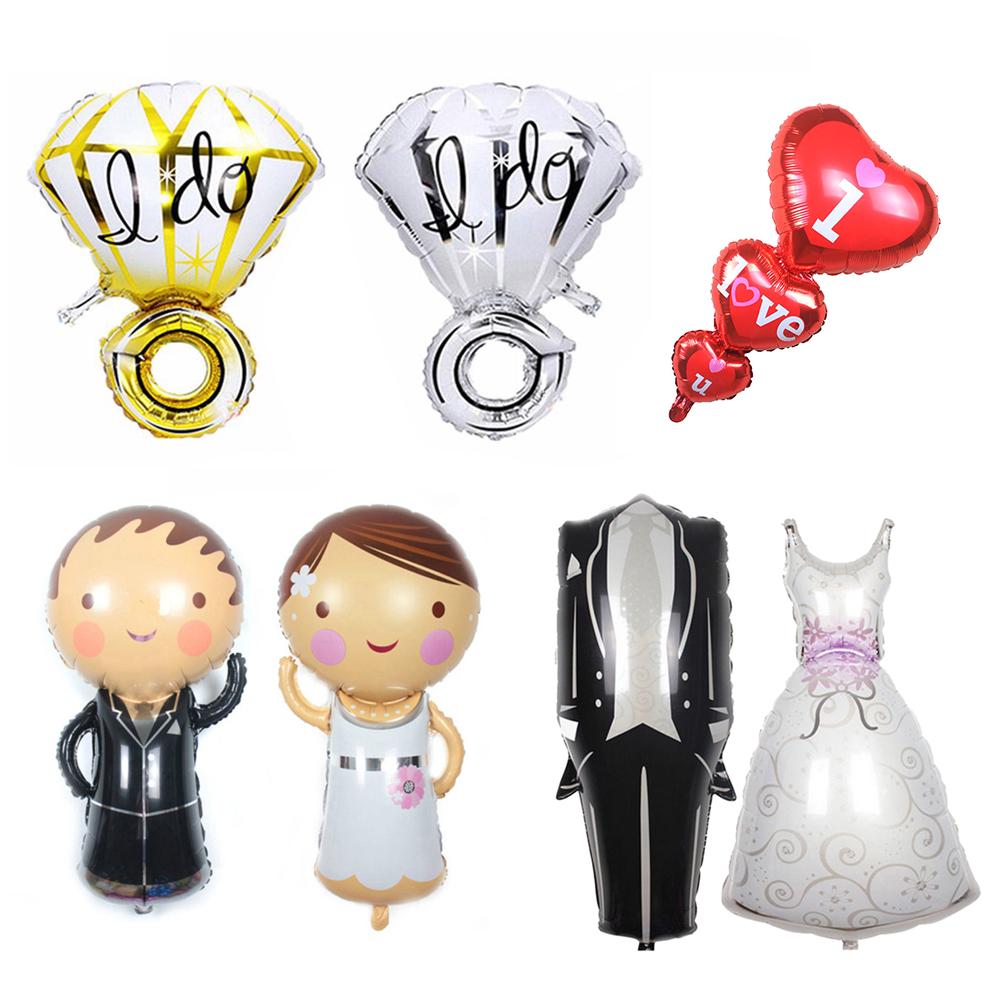 2pcs Braut und Bräutigam Kleid Aluminiumfolie Ballon Hochzeit Dekoration HK
