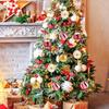 6Pcs/Set Colorful Glitter Painted Christmas Balls Plastic Xmas Hanging Ball  Festival Party Decor