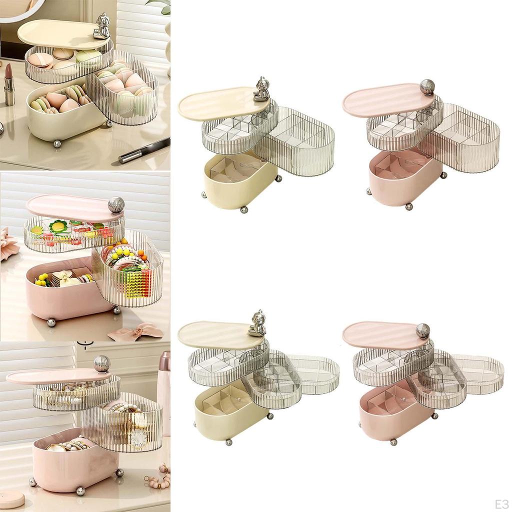 360° Rotating Makeup Organizer, Bathroom Holder Rack, Cosmetics Storage Vanity Shelf