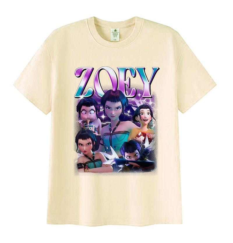 

2026 Kpop Demon Hunters Zoey Huntrix Graphic T Shirts Men Women Retro High Quality Fashion Tshirt Casual Popular Cotton Tees 4XL