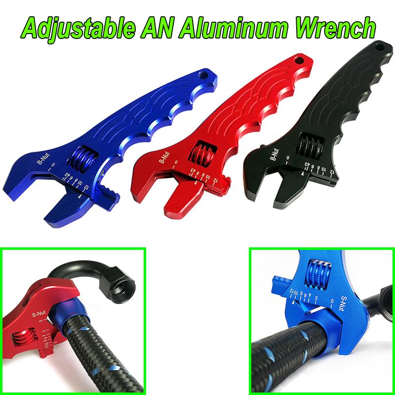 Universal Adjustable AN Aluminum Wrench Hose Fitting Tool Blue Red Black AN3-AN12 Aluminum Spanner Hose Fitting Adapters End