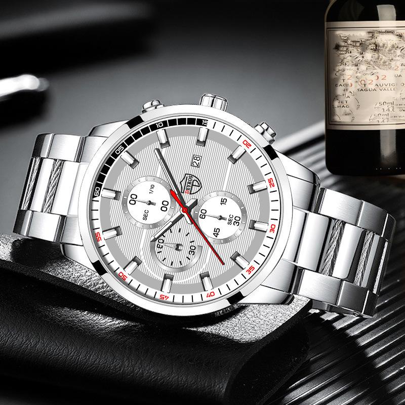 Watch Four-Piece Men'S Accessories Watch Necklace Bracelet Cross Necklace Men'S Quartz Watch