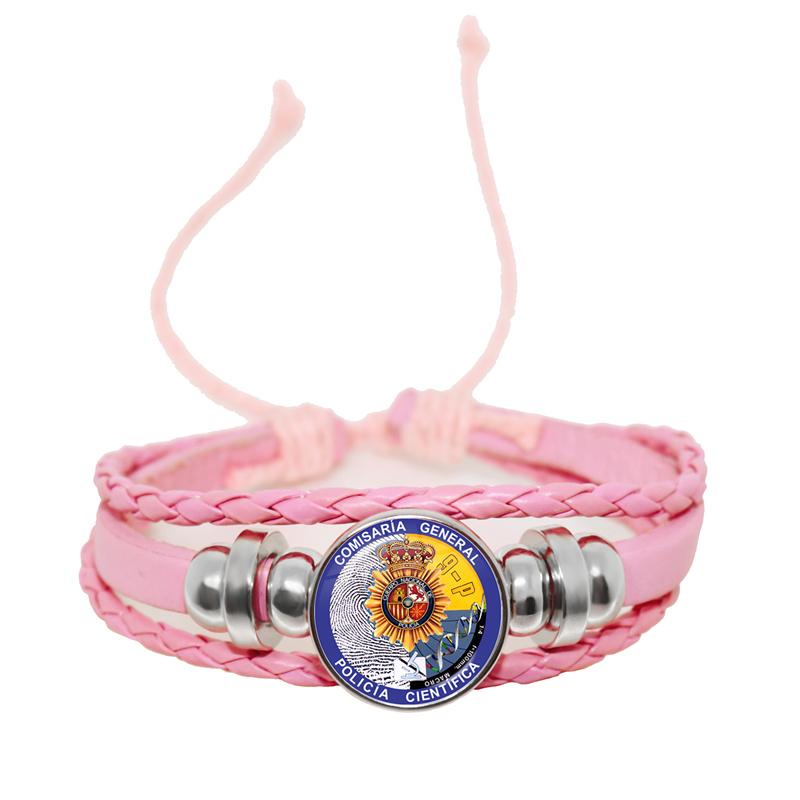 España Guardia Civil El Honor Es Mi Divisa Glass Leather Bracelets Multilayer Spanish Police Braided Bracelets Bangles Jewelry