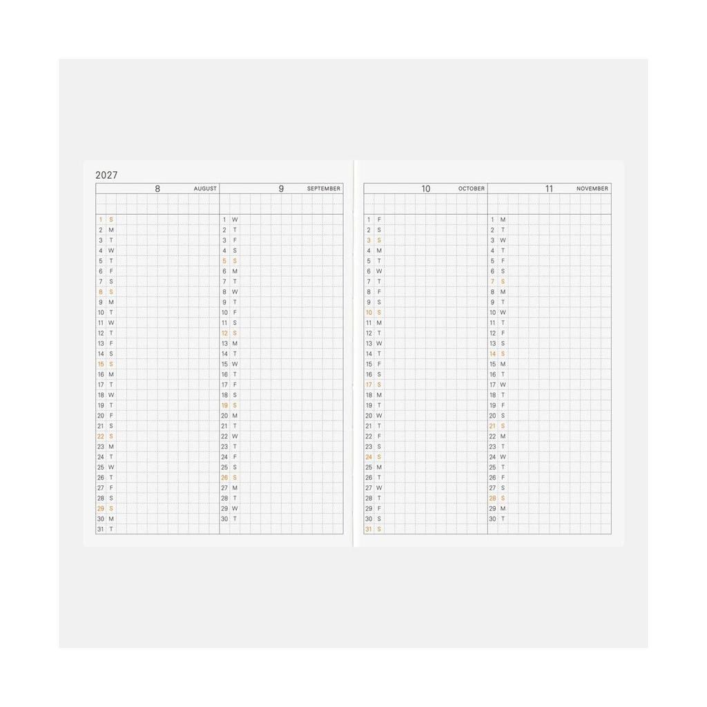 Hobonichi Techo 2027 Planner A6 English 1-Day-Per-Page Monday Start January Start Daily Planner
