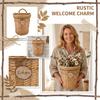 Wicker Hanging Basket with Handle and Lid Natural Woven Storage Container for Indoor Outdoor Use Rustic Style Wall Mounted Organizer