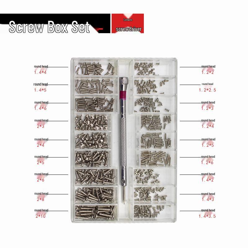 18-Sized Mini Screw Set: Screws for Watches, Eyeglass Frames, and Laptops