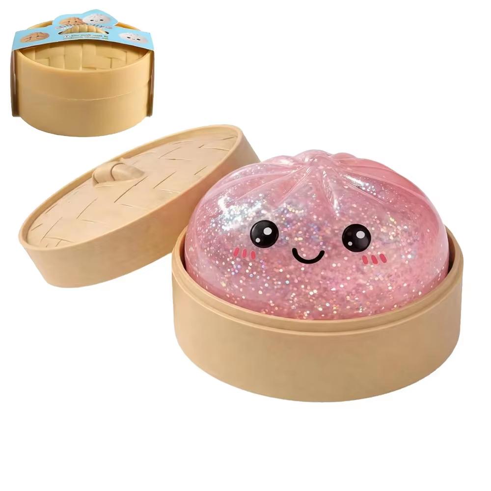 Glitter Dumpling Squishy with Box Dumplings Sensory Squeeze Toy for Stress Relief ASMR Children Adult Birthday Gifts Party Favor