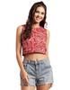 Moomaya Women  s Printed Sleeveless Cotton Short Top, Round Neck Blouse Crop Top, Buttoned