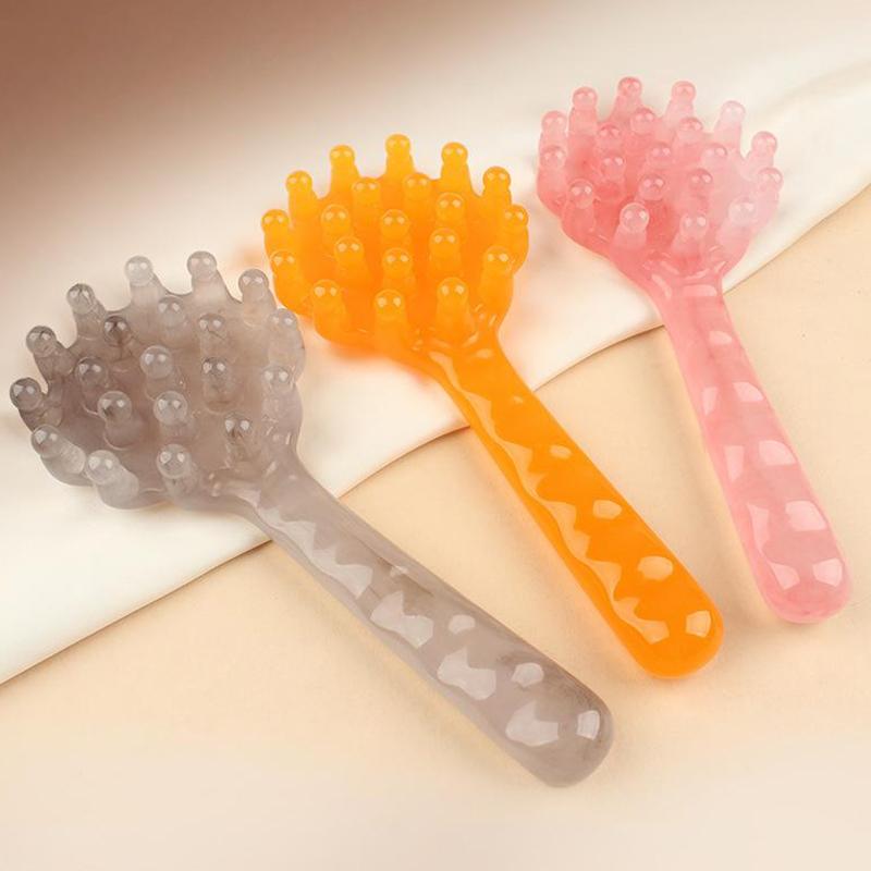  Pettine da Massaggio a Manico Lungo Massaggiatore con Testa in Resina Raschiamento dei Meridiani Massaggio del Cuoio Capelluto Agopuntura Spa Corpo Strumento Terapeutico per la Salute a Casa