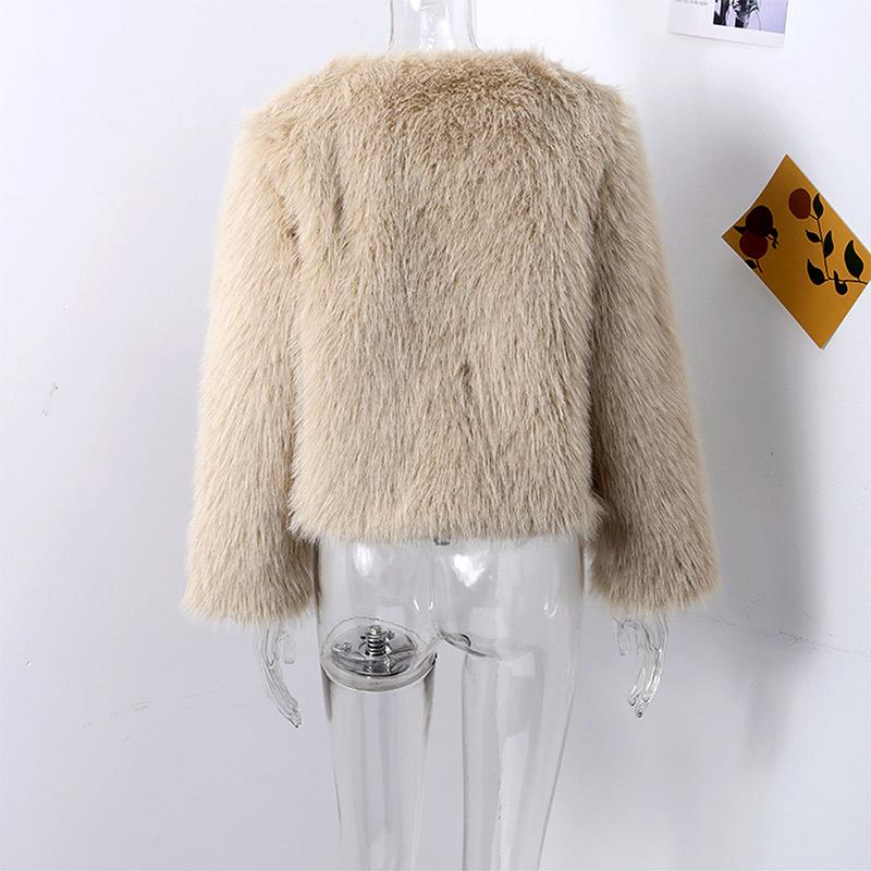 2024 Women Winter Fashion New Faux Fox Fur Coat Metal Button Thickened Warm Tops