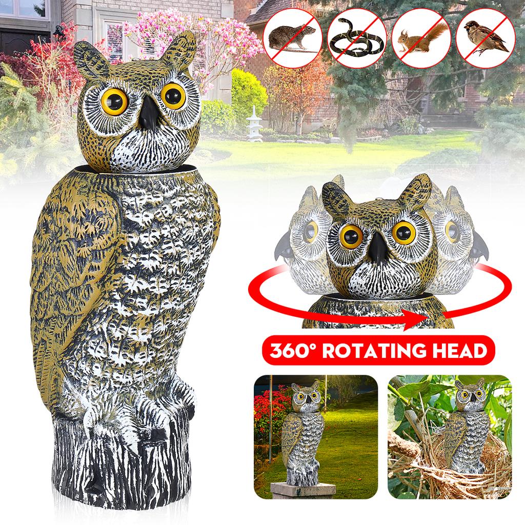 Buy 1 pc Fake Owl Decoy Scare Birds Away Solar Pigeon Woodpecker