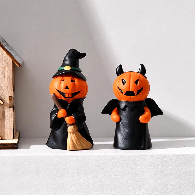 Cross-border Halloween Pumpkin Festival Decor: Ghost & Witch Resin Figurines