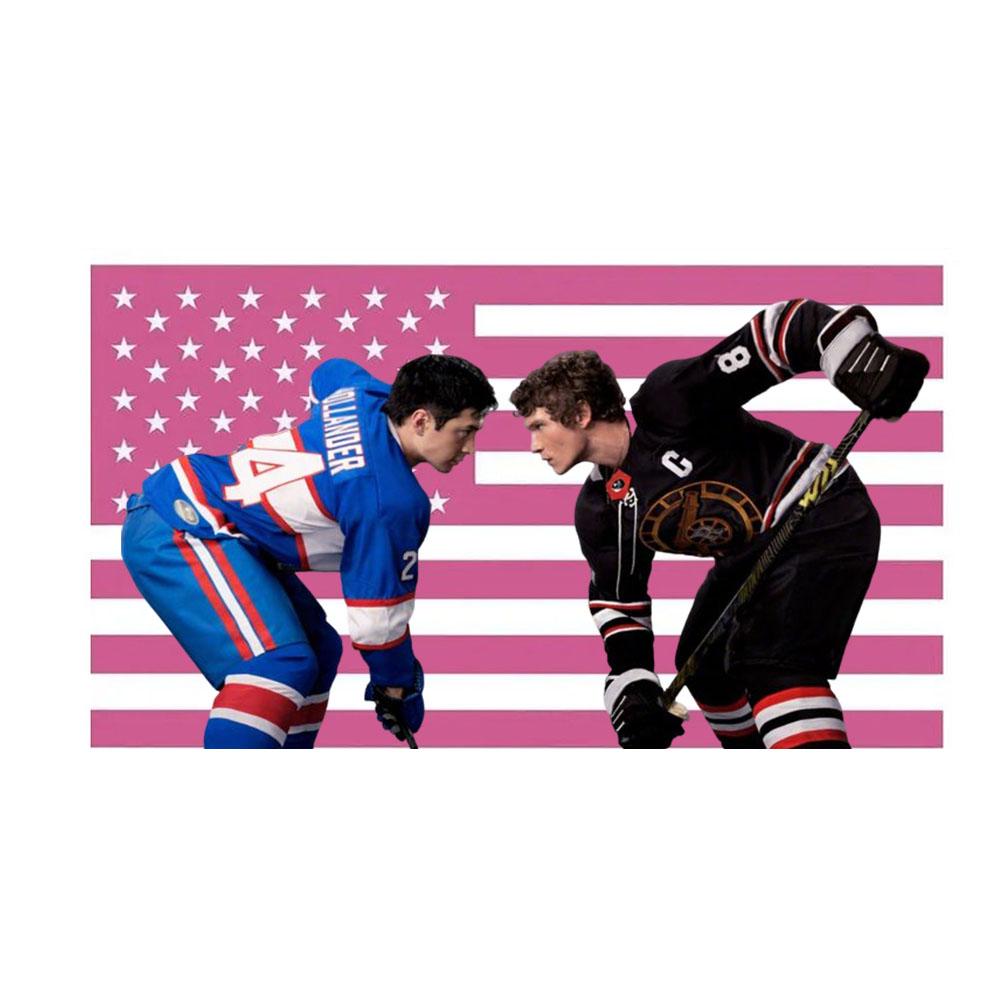 

Хоккеист Розовый Флаг Гобелен Спортивное Соперничество Поза Печать Полиэстер Настенное Полотно Хоккеисты Любители Хоккея Гобелен Забавные Флаги 74x94cm(29x37in)
