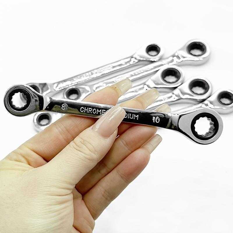 1pc 12-in-1 Heavy-Duty Chrome Vanadium Ratchet Wrench, Double-Headed, Reversible, Adjustable (8-10mm) for DIY & Industrial Use, Wrench