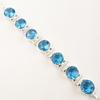 Rare Swiss Blue Topaz Gemstone Handmade 925 Sterling Silver Jewelry Bracelet 9" RB-7-6