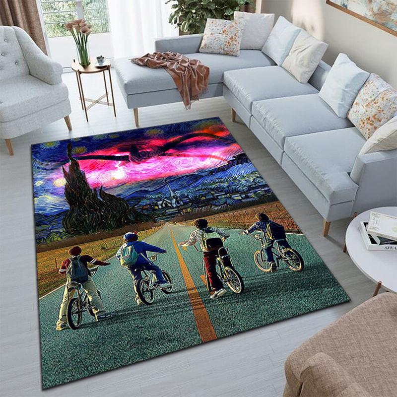 Halloween Horror Horror Theme Stranger Things Carpet Home Living Room Decoration Table and Chairs Anti Slip Door Mat Outdoor Picnic Mat Carpet A7