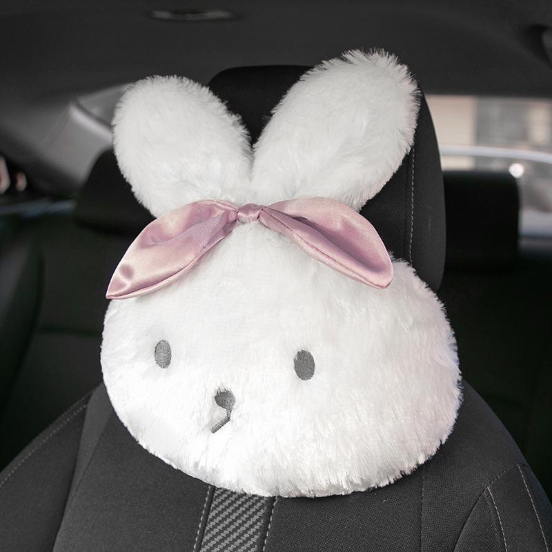 Four Seasons Car Neck Pillow - Cartoon Rabbit Design, Plush & Comfortable Headrest Support