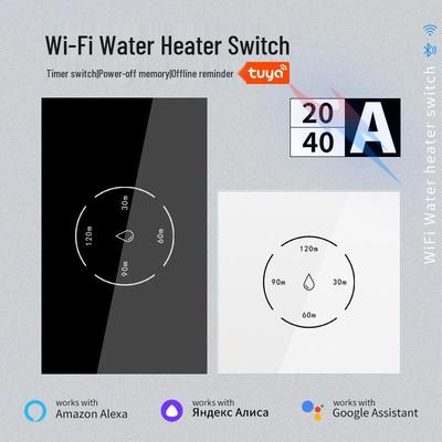 Inteligentny przełącznik do podgrzewacza wody WiFi sterowany głosem, 40A, ekran dotykowy (Standard USA 20A)