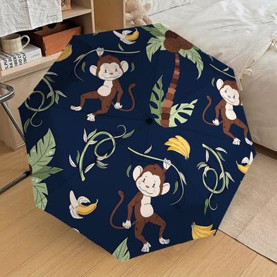 1PC Monkey Banana Umbrella-8-Rib Reinforced, Automatic Open, Lightweight & Durable, Cute Fashion Accessory for Outdoor-T359