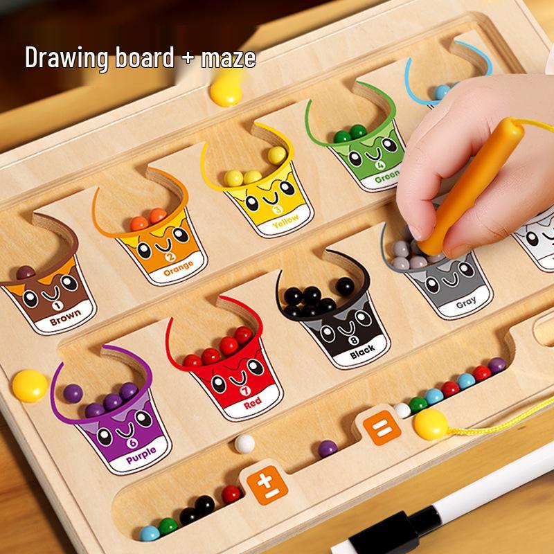 

2-in-1 Wooden Magnetic Drawing & Color Maze Board for Parent-Child Early Education