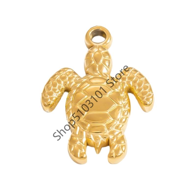 Gold Ocean Animal Turtle Shell Conch Starfish Diy Charms For Jewelry Making Bulk Stainless Steel Charm Pendant Necklace Making
