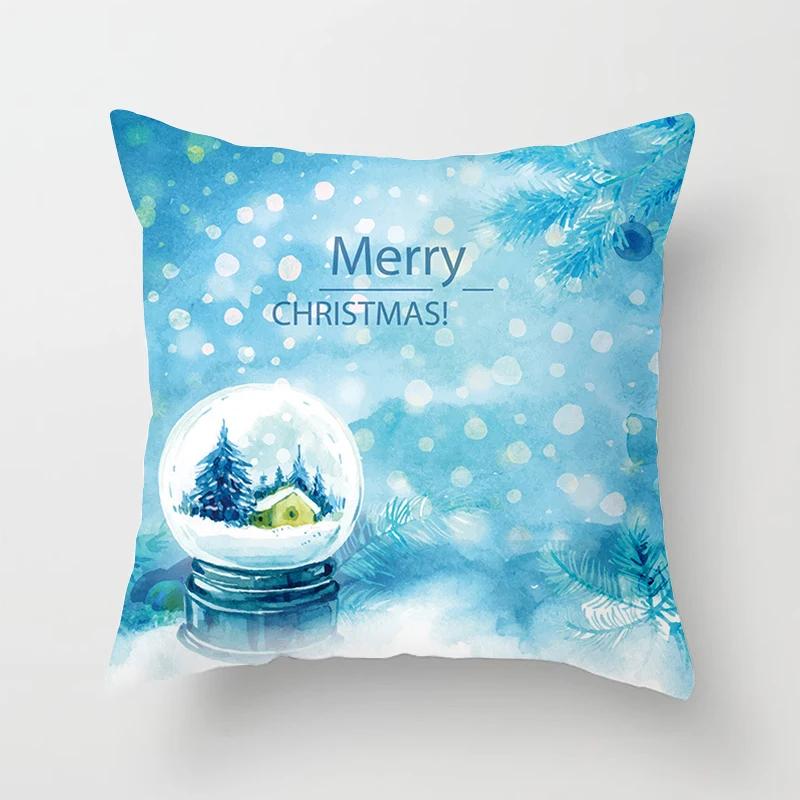 Blauer Schneeflocken Weihnachts-Kissenbezug Heimdeko Ornament Anhänger Geschenk Kissen