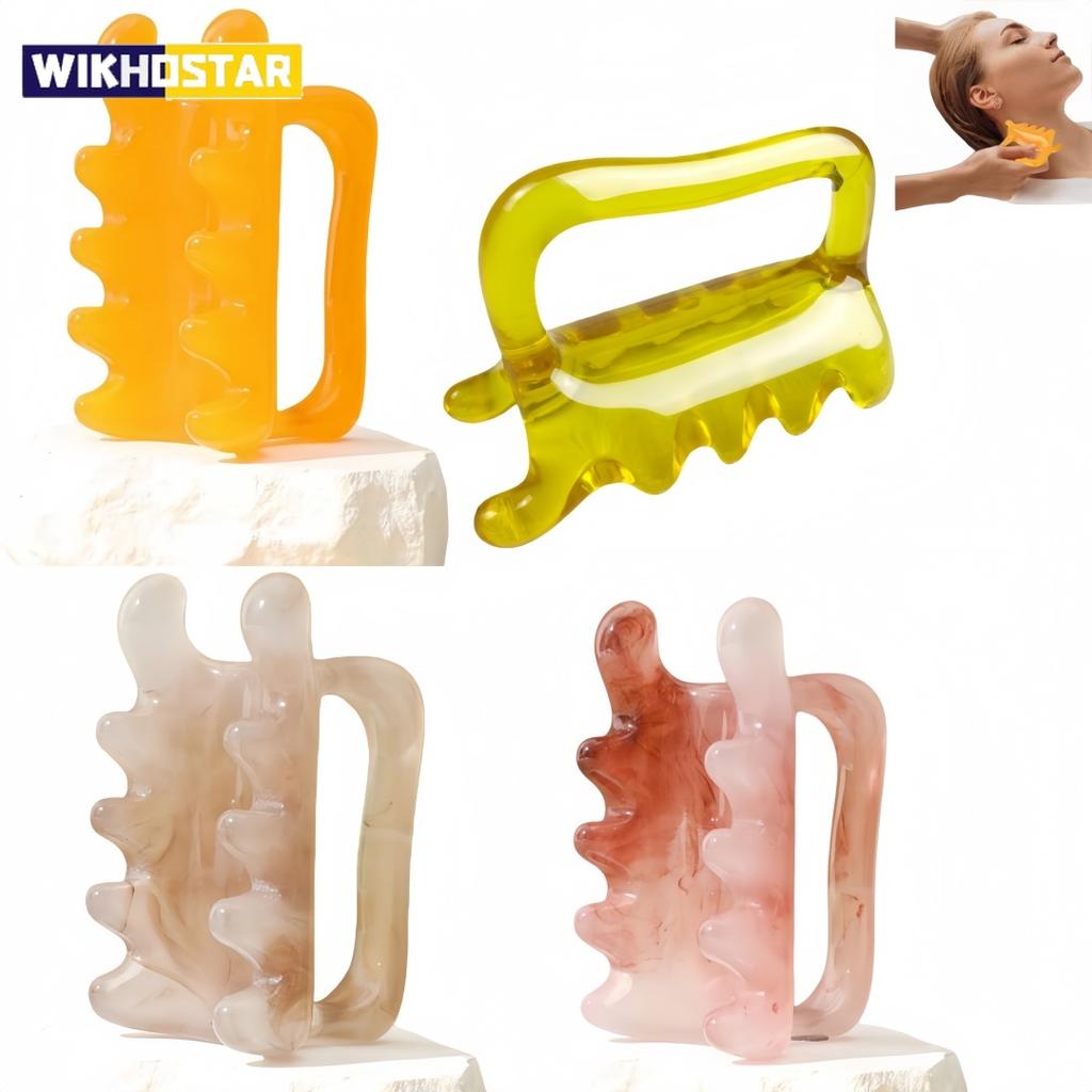 1PCS Double Push Resin Massage Comb Back Waist Gua Sha Device Shoulder Neck Gua Sha Stick Meridian Dredging Stick Massage Tool