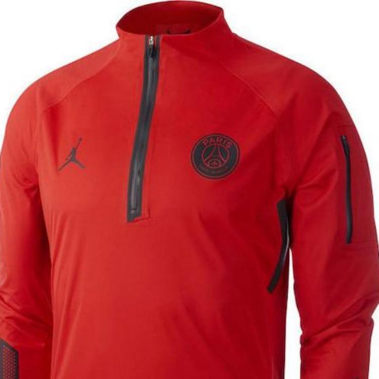Jordan Paris Saint-Germain Co-Branded Player Edition Long Sleeve Football Jersey Men Tops Red AJ2392-661