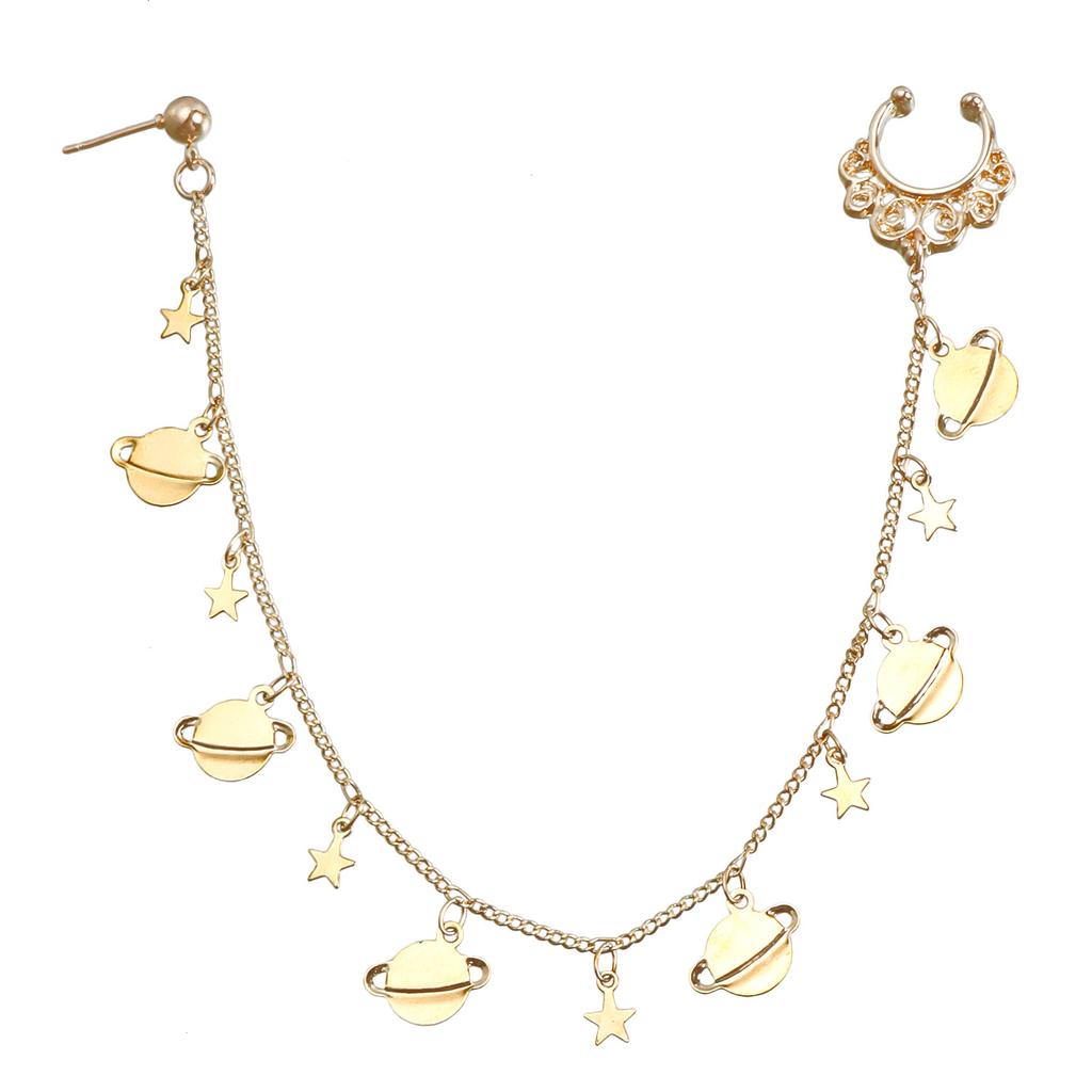 Ethnic Style Color Imitation Crystal Fringed Earrings Nose Ring, Sweet and Cool Star Piercing Nose Clip