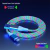 Three-in-One Fast Charging Cable with Flowing LED Lights for Android, iPhone, and Type-C - Seven-Color Night Light