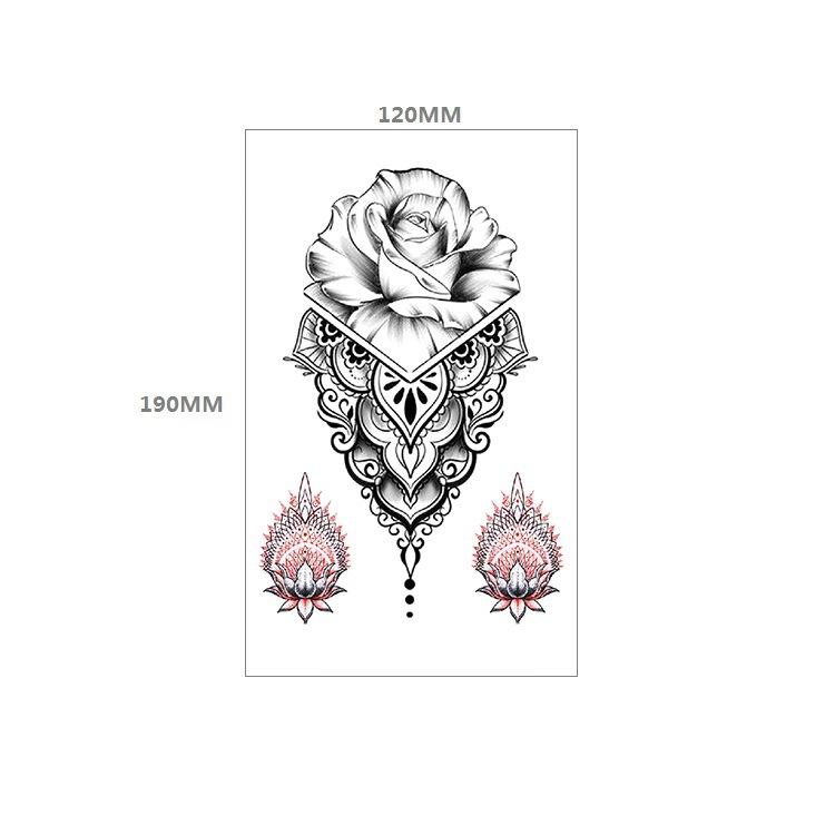 Waterproof Tattoo Sticker Girl Colored Rose Lotus Bohemian Brahma Totem Chest Back Cover Tattoo