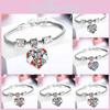 Pulseira Coração de Amor com Pedras Strass Coloridas Inlaid para Membros da Família Presente Atencioso**